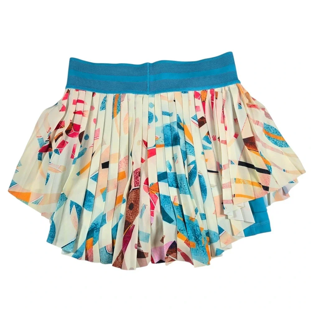 Nike Court Dri-FIT Slam Coconut/Teal AOP Pleated Tennis Skirt Skort- Women's Sm